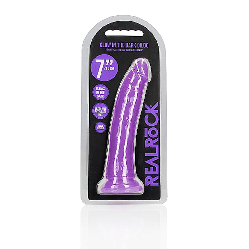 REALROCK 18 cm Slim Glow in the Dark Neon - Purple-(rea142glopur)