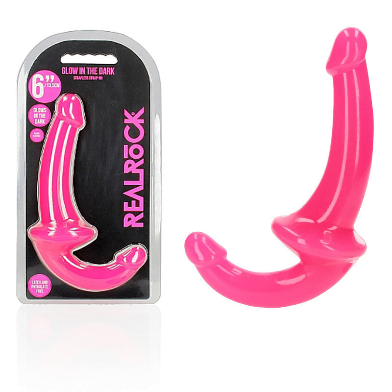 REALROCK 13.5 cm Strapless Strap-On Glow in the Dark - Pink-(rea147glopnk)