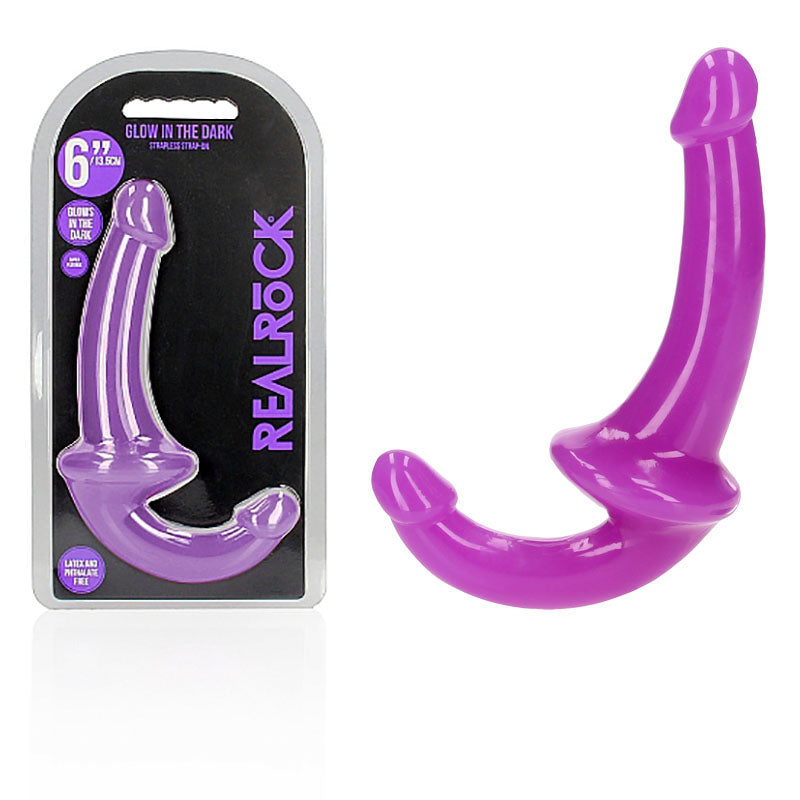 REALROCK 13.5 cm Strapless Strap-On Glow in the Dark - Purple-(rea147glopur)