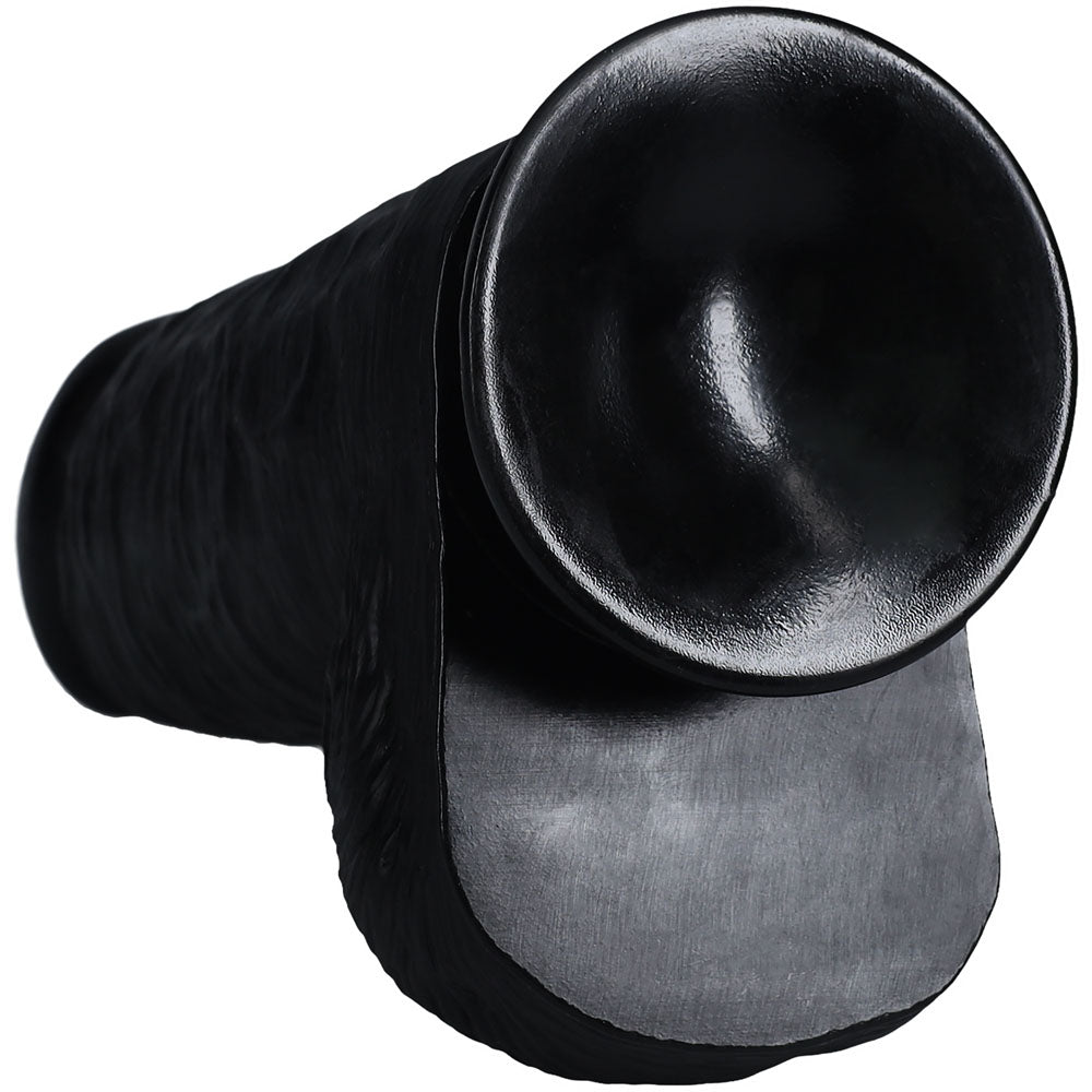 REALROCK 25cm Extra Thick Dildo with Balls - Black-(rea171blk)