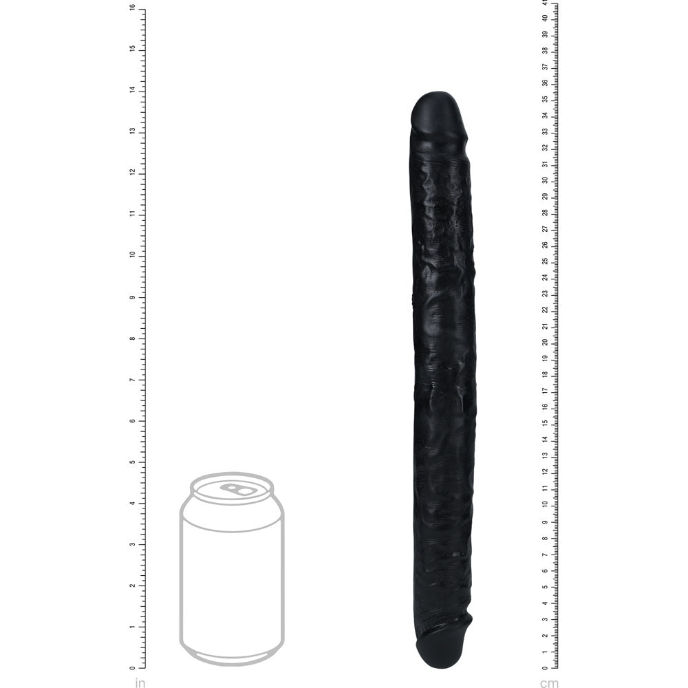 REALROCK 35cm Slim Double Dildo - Black-(rea184blk)