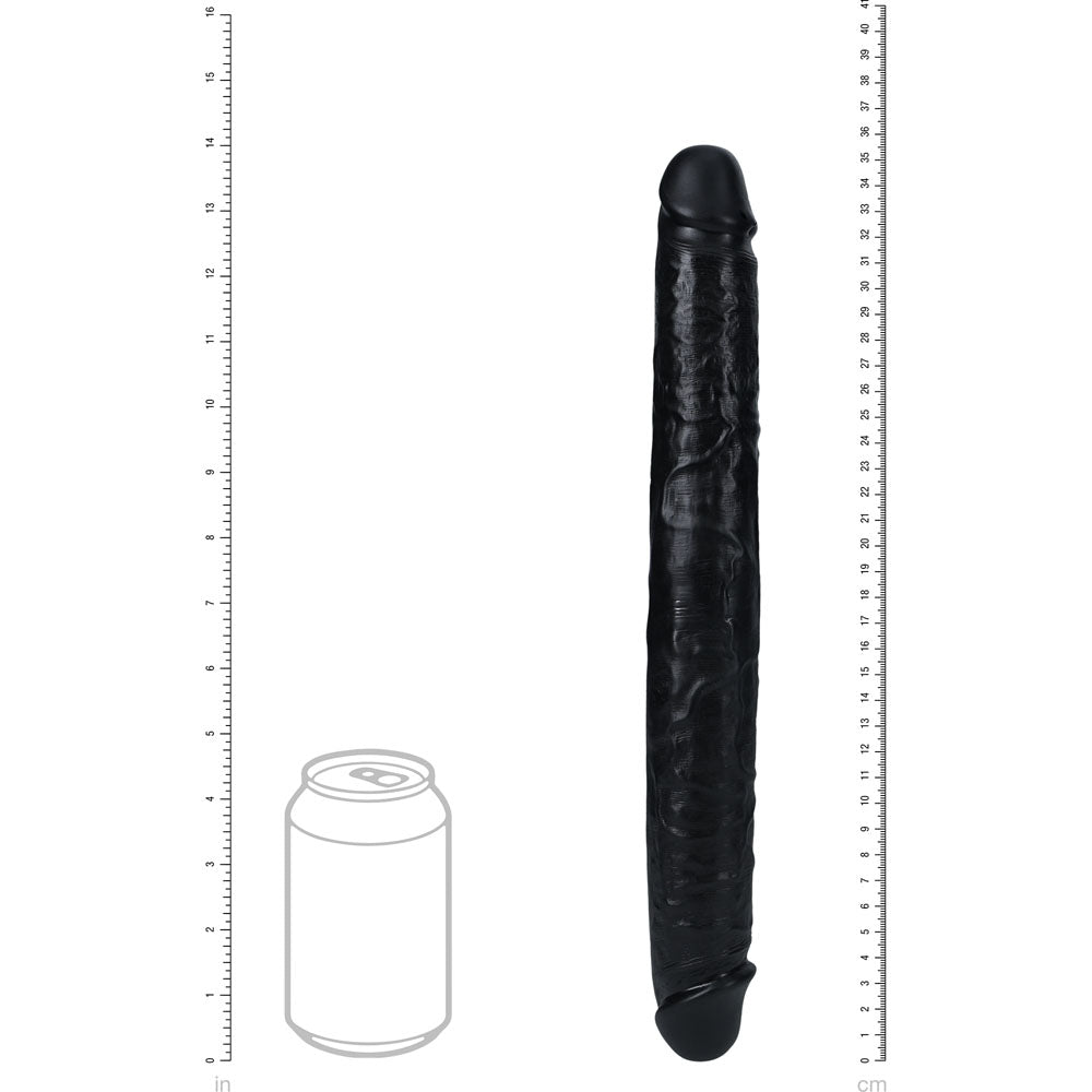 REALROCK 35cm Thick Double Dildo - Black-(rea185blk)