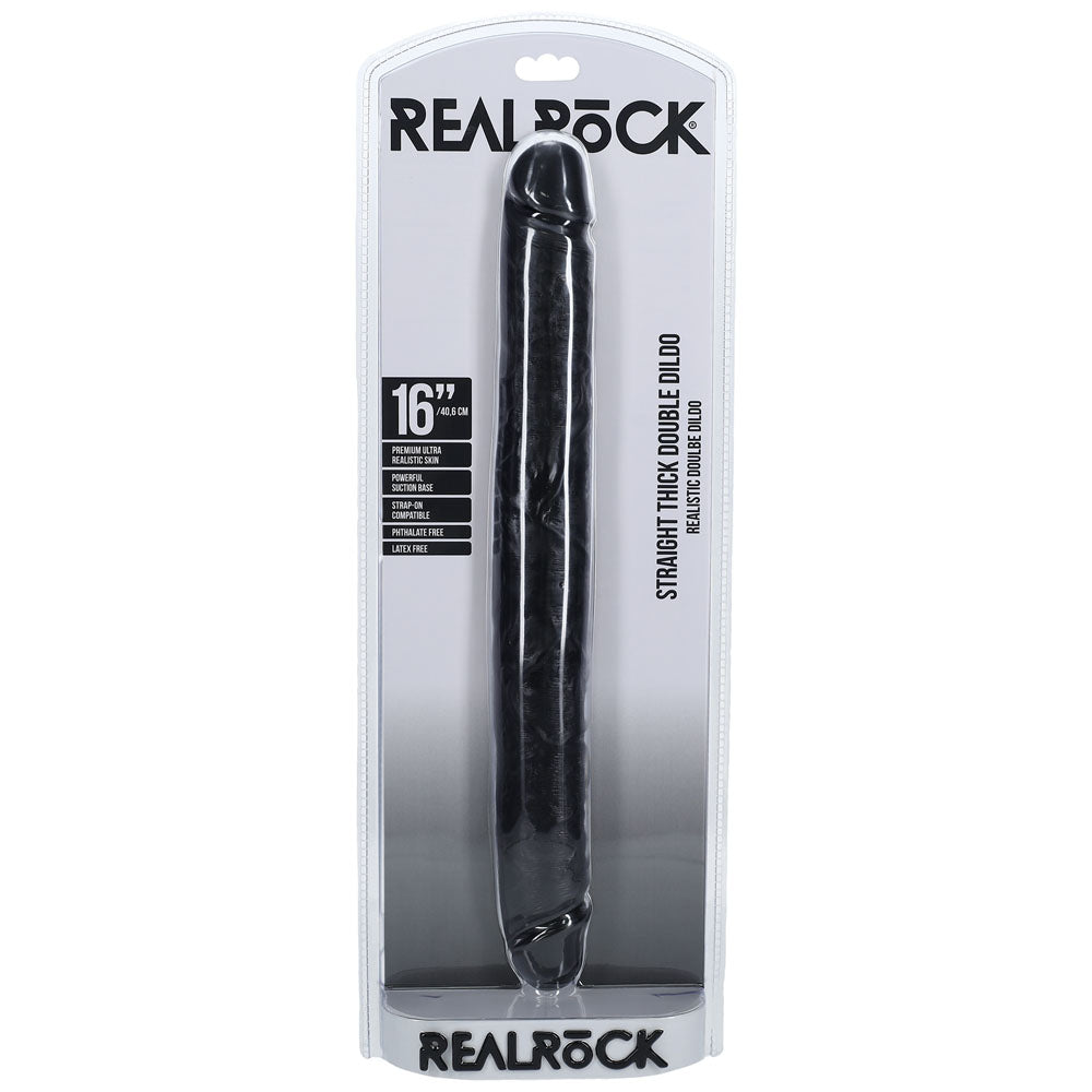 REALROCK 40cm Thick Double Dildo - Black-(rea186blk)