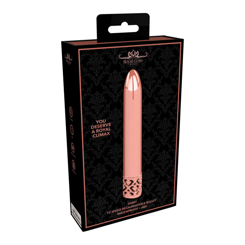 ROYAL GEMS Shiny - ABS Rechargeable Bullet - Rose Gold 10.8 cm USB Rechargeable Bullet