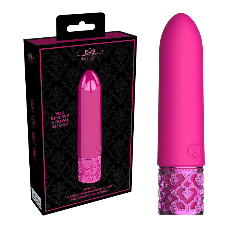 ROYAL GEMS Imperial - Silicone Rechargeable Bullet - Pink 10 cm USB Rechargeable Bullet