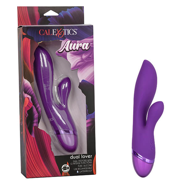 Aura Dual Lover - Purple USB Rechargeable Rabbit Vibrator - Early2bed