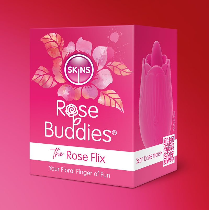 Skins Rose Buddies - The Rose Flix - Pink USB Rechargeable Flicking Rose Stimulator