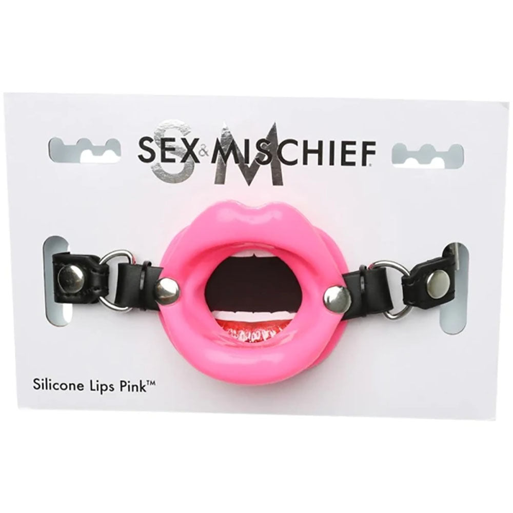 Sex & Mischief Silicone Lips Mouth Gag - Pink-(ss09944)