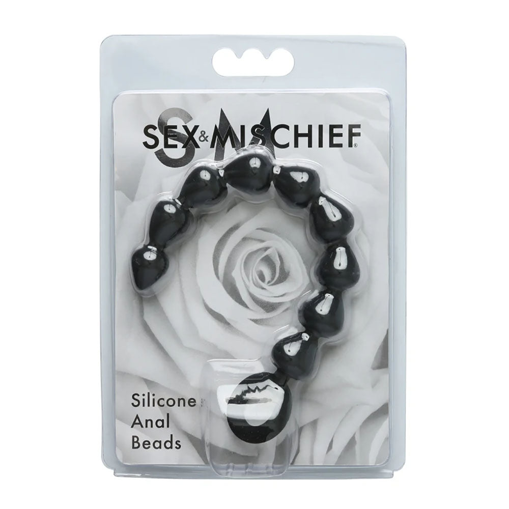 Sex & Mischief Silicone Anal Beads - Black-(ss10074)