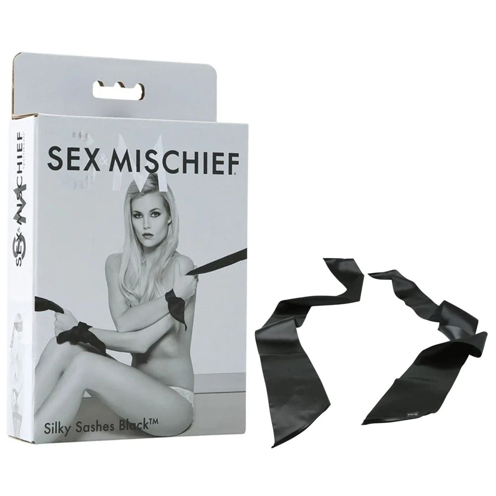 Sex & Mischief Silky Sashes Black-(ss32630)