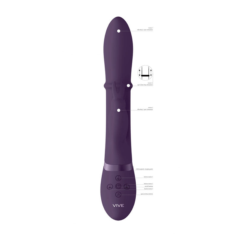 Vive Halo - Purple 24.5 cm USB Rechargeable Rabbit Vibrator