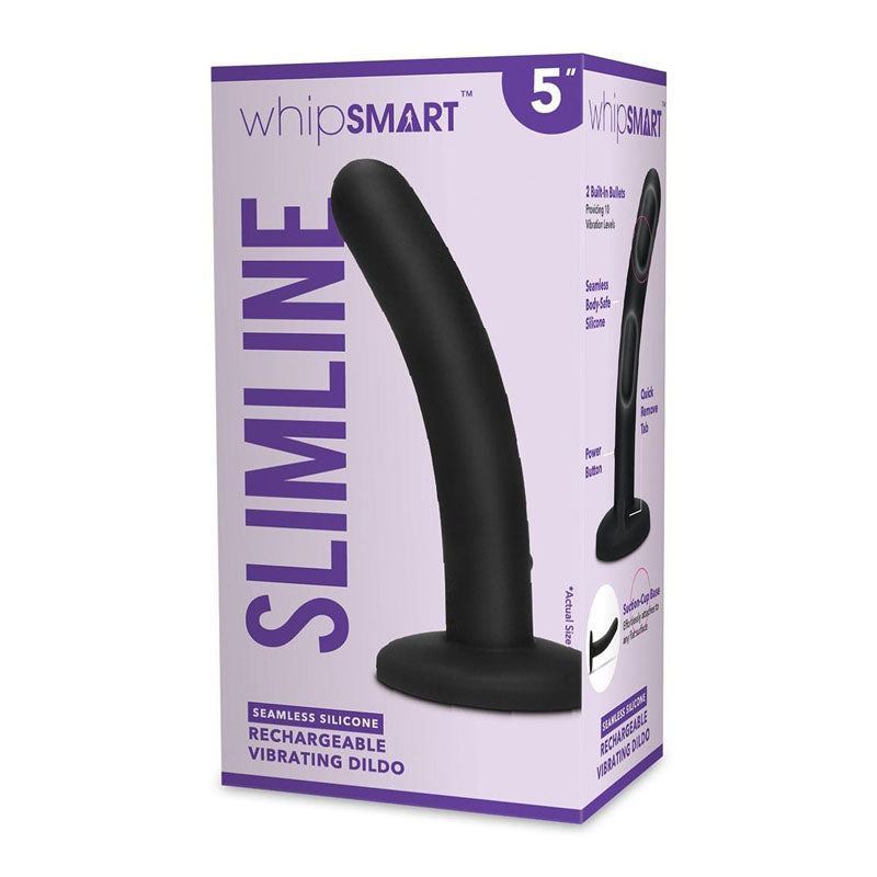 WhipSmart 5'' Slimline Rechargeable Vibrating Dildo-(ws3011-blk)