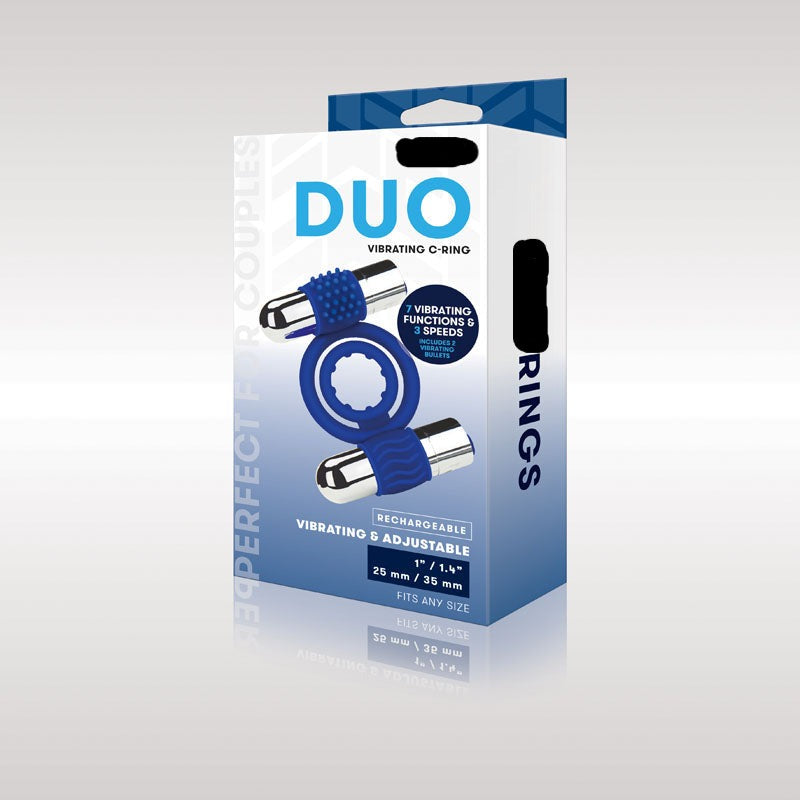 Rechargeable Duo Vibrating C-Ring - Blue USB Rechargeable Dual Vibrating Cock Ring
