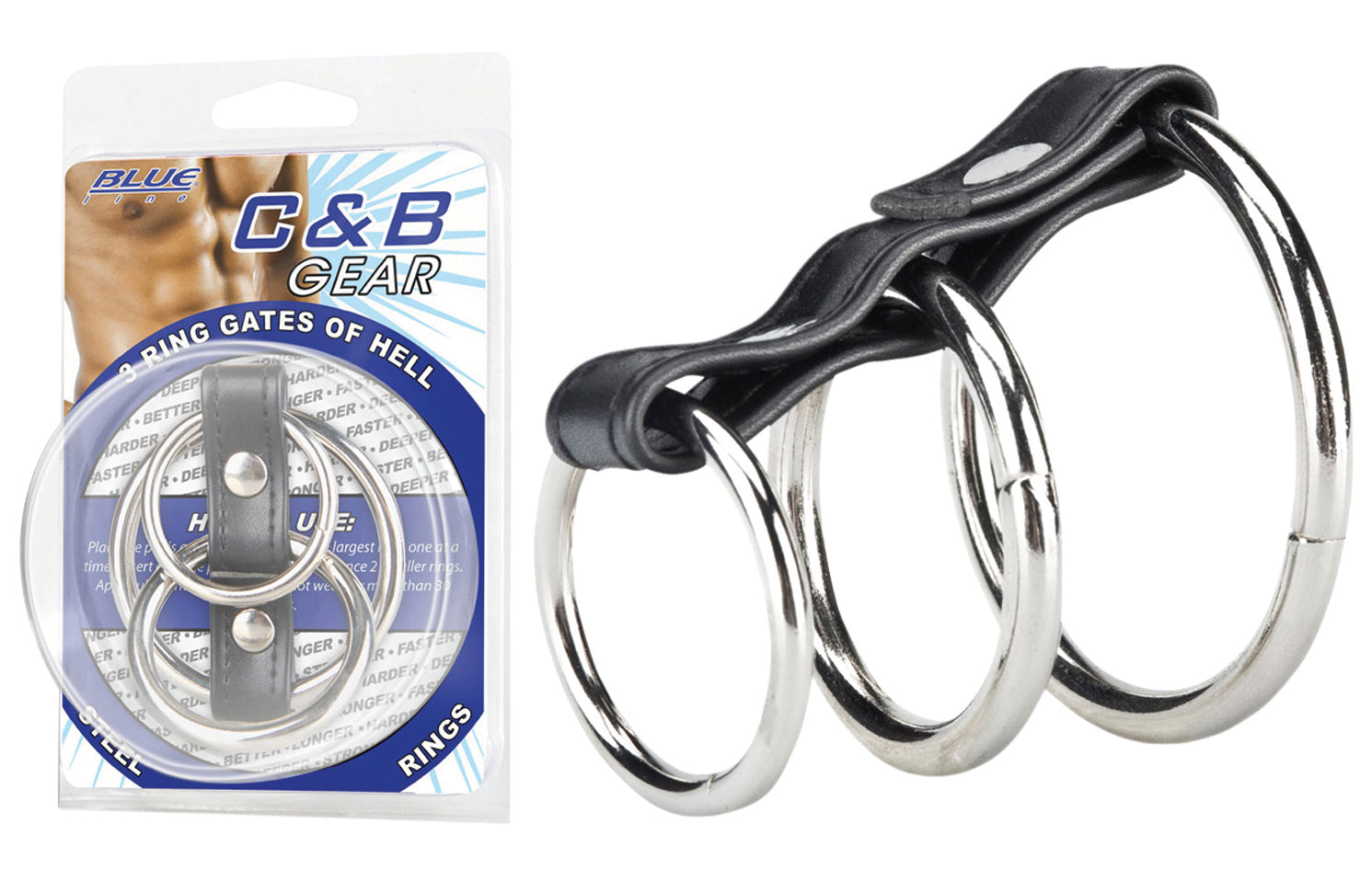 BLUE LINE C&B GEAR 3 Ring Gates Of Hell Metal Cock Ring