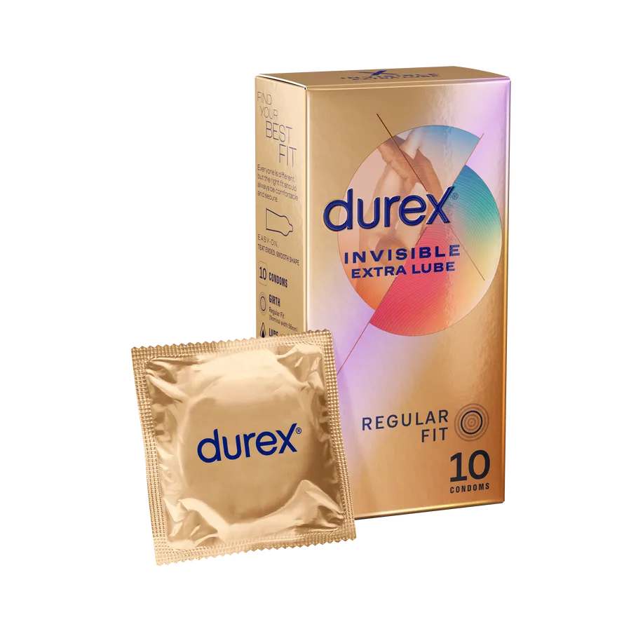 Durex Invisible Extra Lube Condoms - 10 Pack