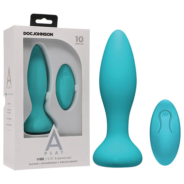 A-Play - Vibe - Experienced - Rechargeable Silicone Anal Plug - Teal USB Rechargeable Butt Plug with Remote - Early2bed