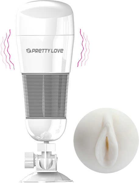 Hedy Ultra Stimulation Vibrating Masturbator (White) - Masturbator with Suction Cup Stand
