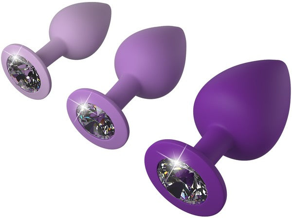 Fantasy For Her Little Gems Trainer Set - Purple Butt Plugs with Jewel Bases - Set of 3 Sizes - Early2bed